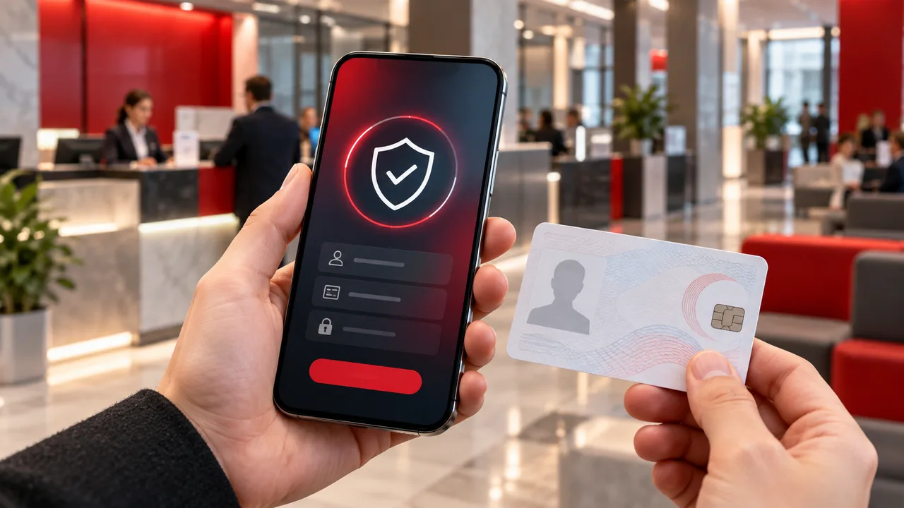 Kimlik kartı ve mobil bankacılık temsili görseli
