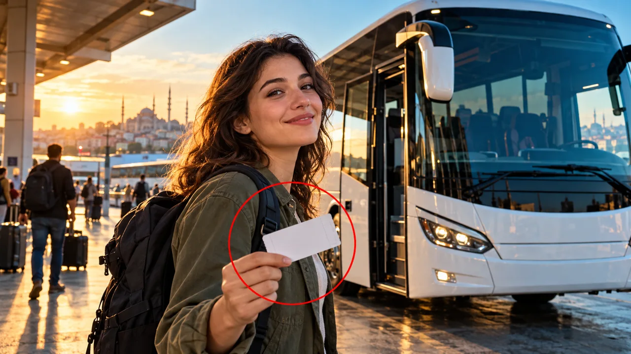Öğrencilerin şehirlerarası otobüs yolculuğunu temsil eden görsel