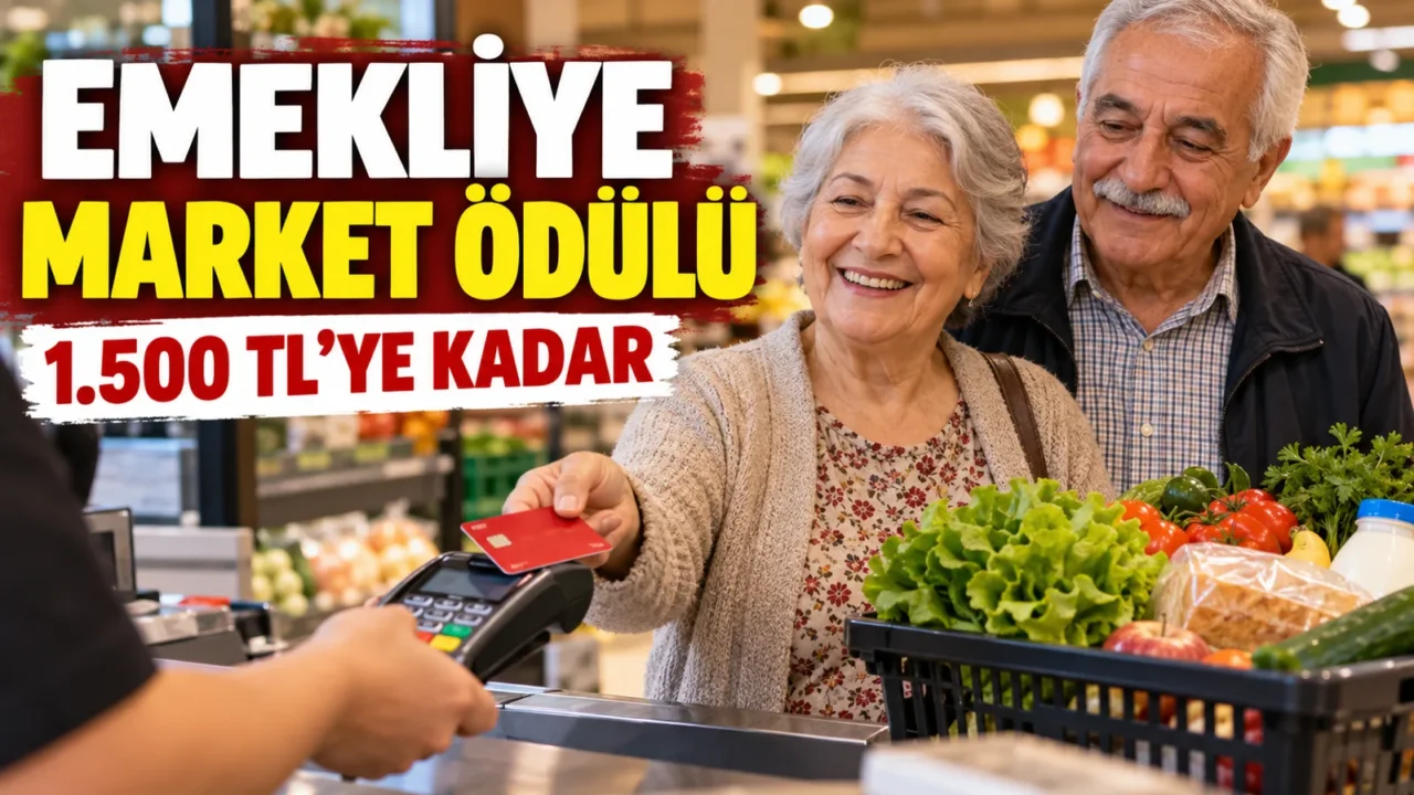 Market kasasında alışveriş yapan emekli çift, temsili görsel